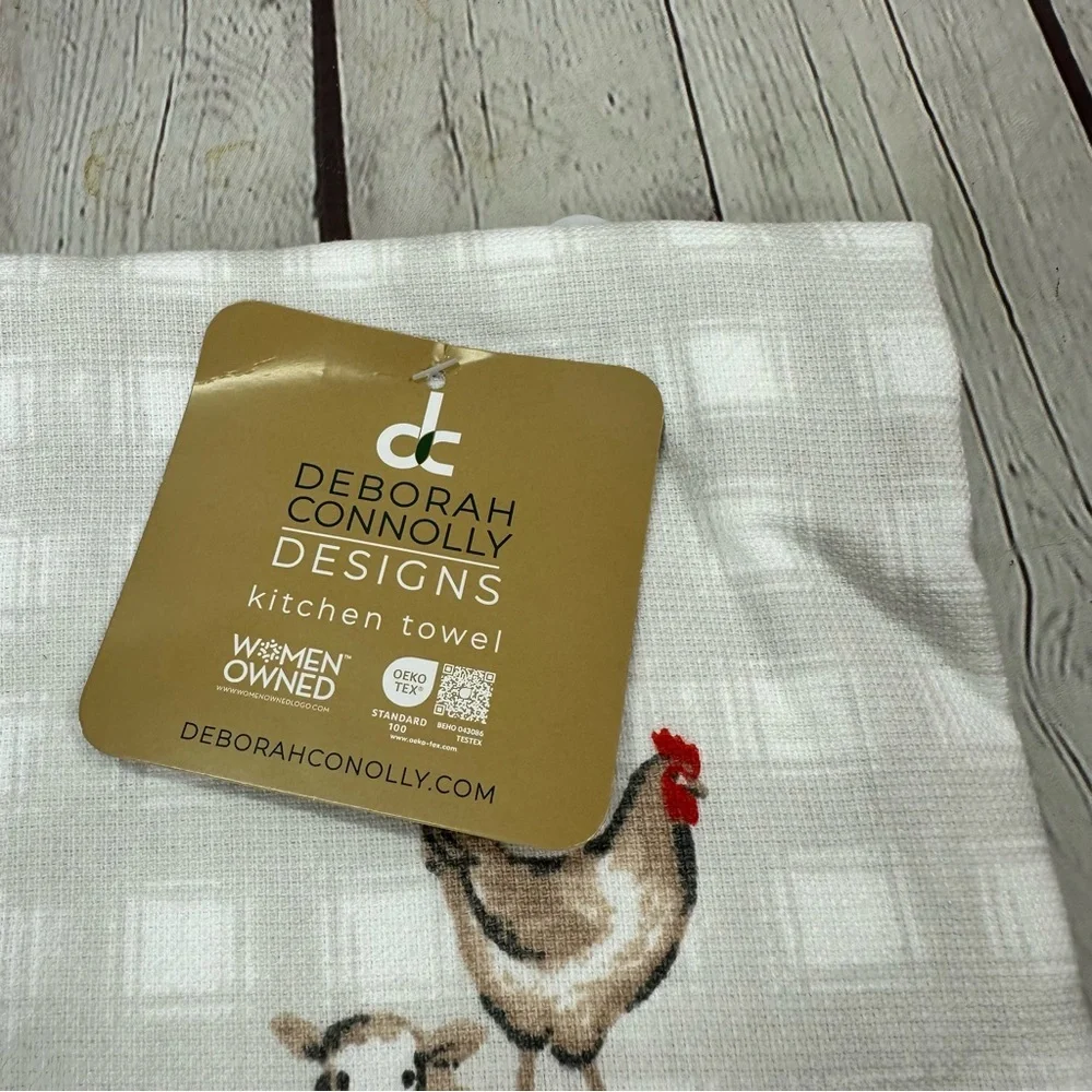NWT deborah connnolly designs Farmhouse barnyard animal kitchen towel set